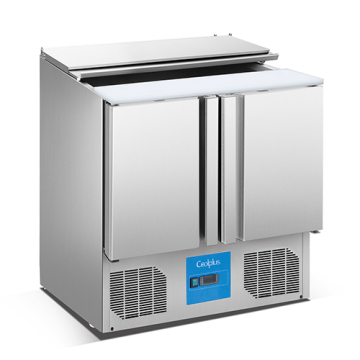 Stainless Steel Saladette with 2 Doors and S.S Lid - GN Size Refrigerator Salad Counter