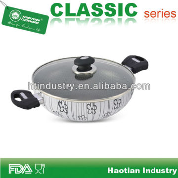 Aluminum nonstick wok with silk screen outside