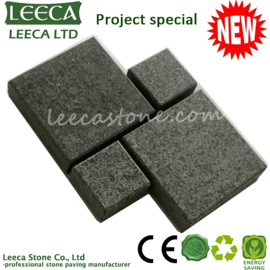 G684 black basalt flamed paving stone