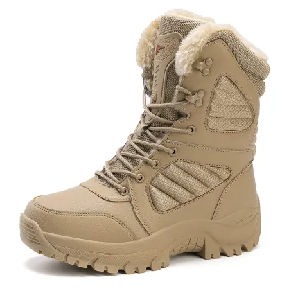 Wholesale Men's Outdoor Snow Boots: Winter Plush Lined, Windproof Cotton Boots for Middle Calf Walking