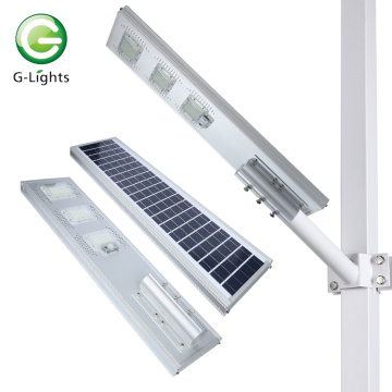 Iluminación exterior de alto brillo IP65 impermeable blanco frío aluminio 50w 100w 150w todo en uno farola solar led