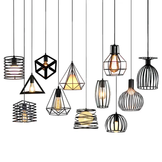 2022 ZhongShan Black Pendant Light with Metal Cage Chandelier: Ideal for Kitchen Island Lighting