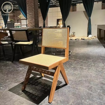 Wholesale Solid Beech Wood Rattan Seat Bistro Dining Chairs