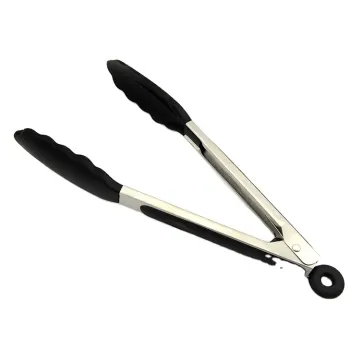 Slip-Resistant 9 Inch Stainless Steel Food Tongs with Non-Stick Silicone Tips