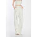 White Woven Slim Trousers