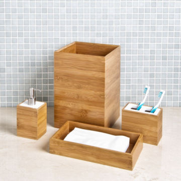 Natural Bamboo Bath Set With 4 Pieces