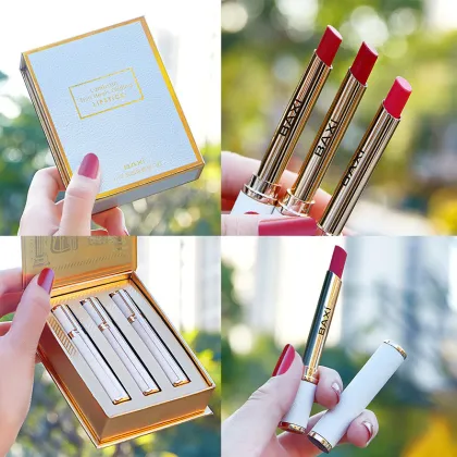 BAXI Lipstick Set: Velvet Gilt Red Shade, Lightweight Satin Finish