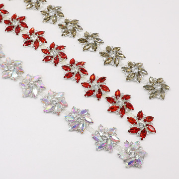 Wholesale In-Stock Crystal Glass Chain Flowers Rhinestone Trim for Hand Sewing