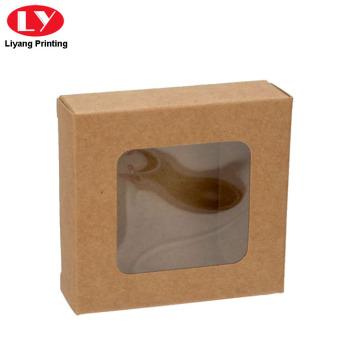 Caja de papel kraft barata con ventana de PVC transparente