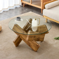 Circular glass coffee table