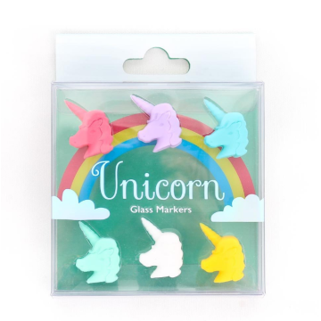 Unicornio 6pcs bebiendo marcador de viento de vino etiquetas de encanto