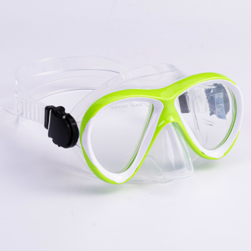 Children's Silicone Clear Diving Mask with Double Glass Lens - Asian Fit Design for Kids
