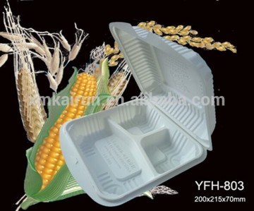 Biodegradable Cornstarch Tableware, 3-Compartment Lunch Box (Capacity 1000ML)