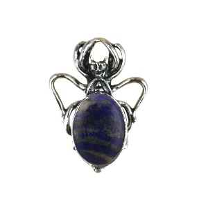 Lapis Lazuli 13X18mm Cabs Antique Silver Alloy Spider Pendant for DIY Making Jewelry