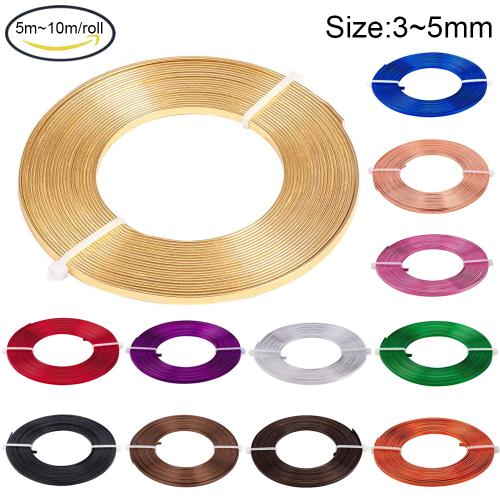 1~2 Rolls 3mm/5mm Wide Flat Jewelry Craft Wire 18 Gauge Aluminum Wire for Bezel, Sculpting, Armature, Jewelry Making,Mixed Color