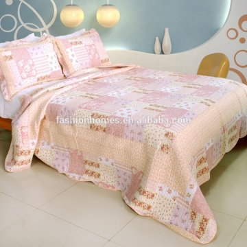 High-end super soft cotton 3pcs patchwork bedspread