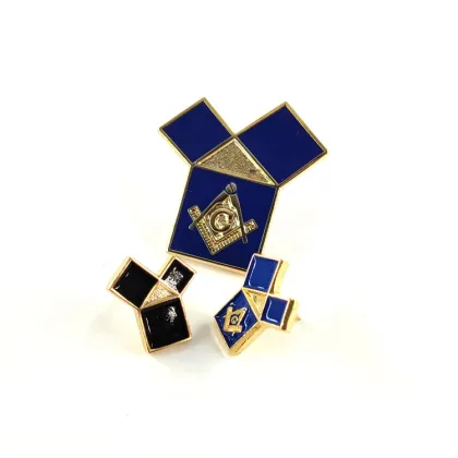 Personalized Masonic Pin: The 47th Problem of Euclid, a Three-Square Lapel Emblem