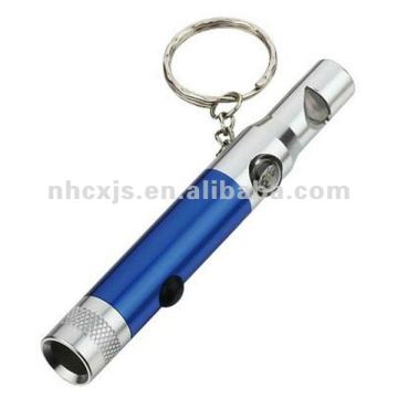 keychain aluminum whistle flashlight with compass