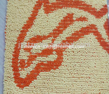 Microfiber chenille polyester long pile anti-slip fish animal rug backing SBR/yellow chenille fish mat