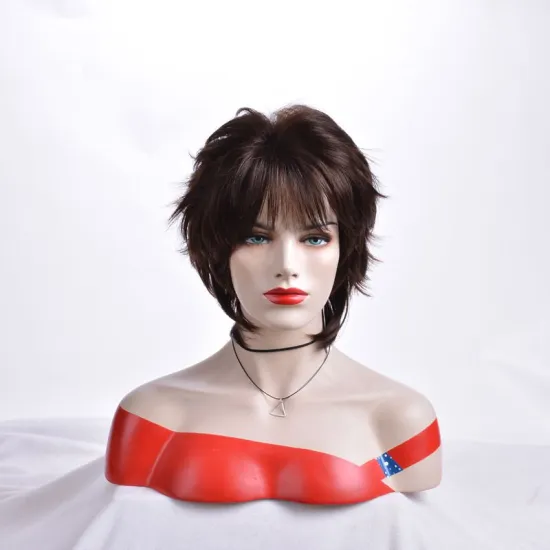 Chinese fashion wholesale wig custom-made short waves natural black full lace wig 8 inches bang
