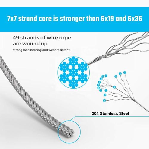 7x7 5/16" 1/4" Stainless Steel Wire Rope