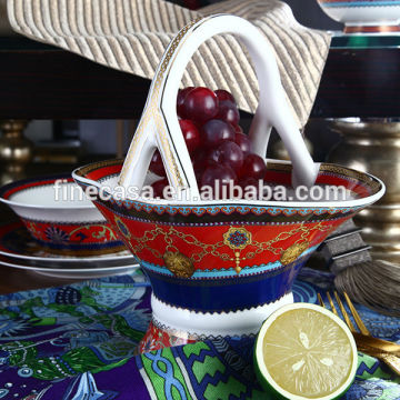 Luxury Fine New Bone China Small Fruit Basket of Grand Banquet