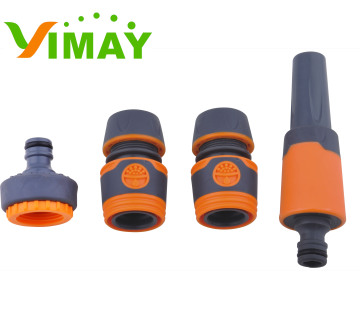 Garden Hose Connector Set: Soft Coated 4-Piece Kit with Quick Connectors and Adaptors