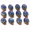 35 mm Crystal Skull Head Statue sculptée Gemstone Squelette humain Figurines Reiki Stone de guérison pour décoration intérieure Halloween décorations