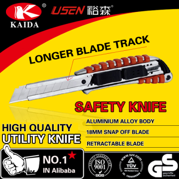 18mm Snap Off Blade Aluminium Alloy knife with longer blade track