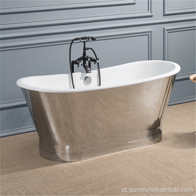 Bathtub de ferro fundido clássico com aço inoxidável