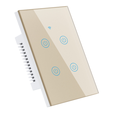 1/2/3/4 Gang WiFi Touch Switch US Standard Λευκός Μαύρος Χρυσός Κρυστάλλινος Γυάλινος πίνακας τοίχου Διακόπτης Φωτιστικός διακόπτης οθόνης αφής τοίχου