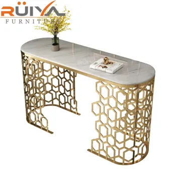 Luxury Gold Frame Stainless Steel Console Table - Foshan High Quality Home Furniture