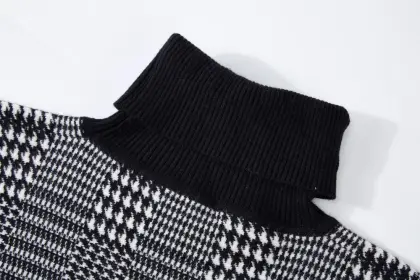 Women's Knitted Jacquard Turtleneck Swallow Gird Poncho Cape