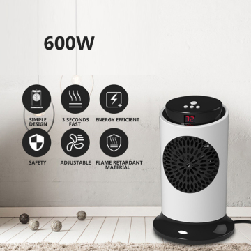600W PTC Mini Calentador de habitación: Calentador de espacio portátil con remoto y temporizador