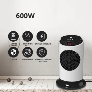 600W PTC Mini Room Heater: Portable Space Heater with Remote & Timer