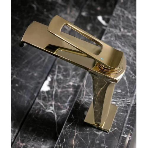 New handle type cheap polished deck mounted wash basin tap