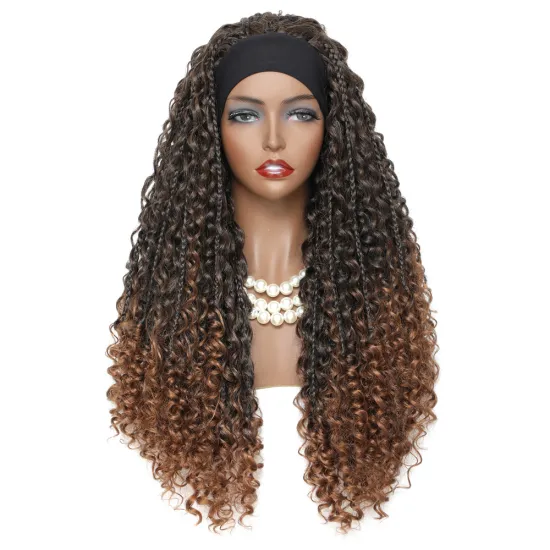 X-TRESS Goddess Box Braids Headband Wigs For Black Women Pure Color Natural Soft Messy Daily Hairstyle Long Bohemian Braided Wig