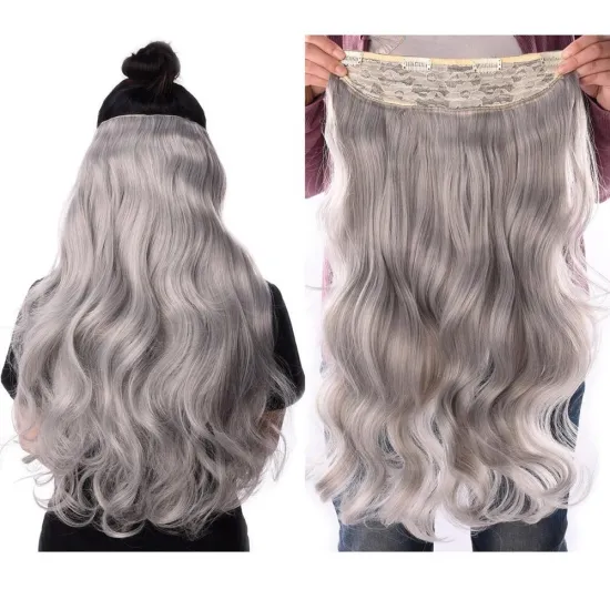 4 Clips one Piece 19 Colors Available Silike 190g 24 inch Stretched Wavy Clip in Synthetic Hair Extensions Heat Resistant Fiber