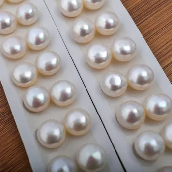 12 Pairs Round White Baroque Natural Freshwater Pearl Bread Shaped Big Pearls 5A Quality Loose Pearls for DIY Jewelry Making