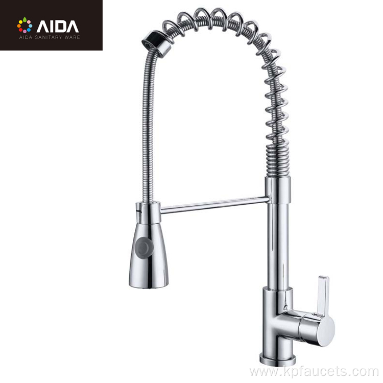 Brass Single Lever Pull Out Kitchen Faucet