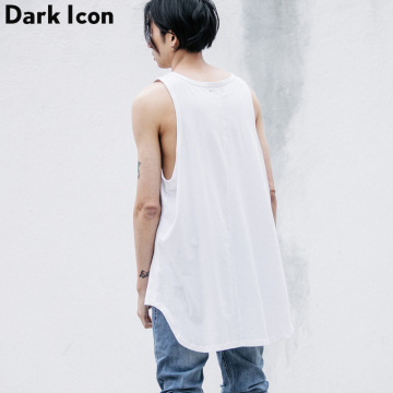 DARK ICON Hi-street Front Short Back Long Mens Tank Top Hip Hop Men's Tops Oversize Black Grey White