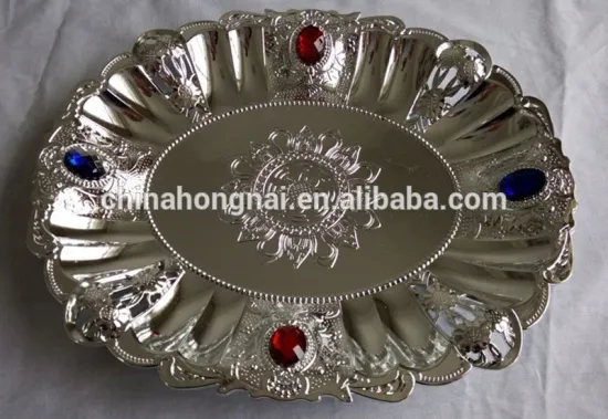 cheap well sold fruit plate with gold and silver plating decorative plastic tray