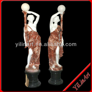 Marble Stone Life Size Beauty Lady Statues With Lighting Lamps YL-R406