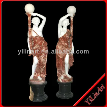 Marble Stone Life Size Beauty Lady Statues With Lighting Lamps YL-R406