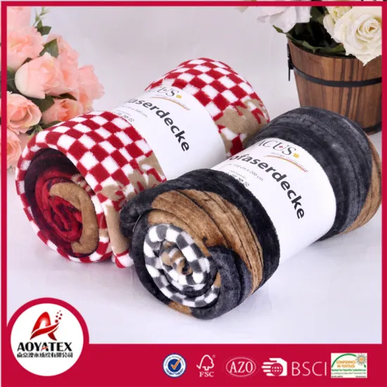 100% polyester promotion hemming knitted coral fleece blanket