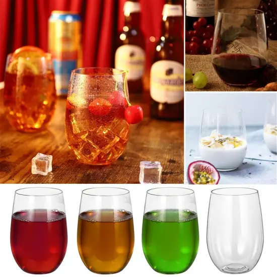 4pcs Shatterproof Plastic Wine Glass Unbreakable PCTG Reusable Transparent Fruit Juice Beer Glasses Cups