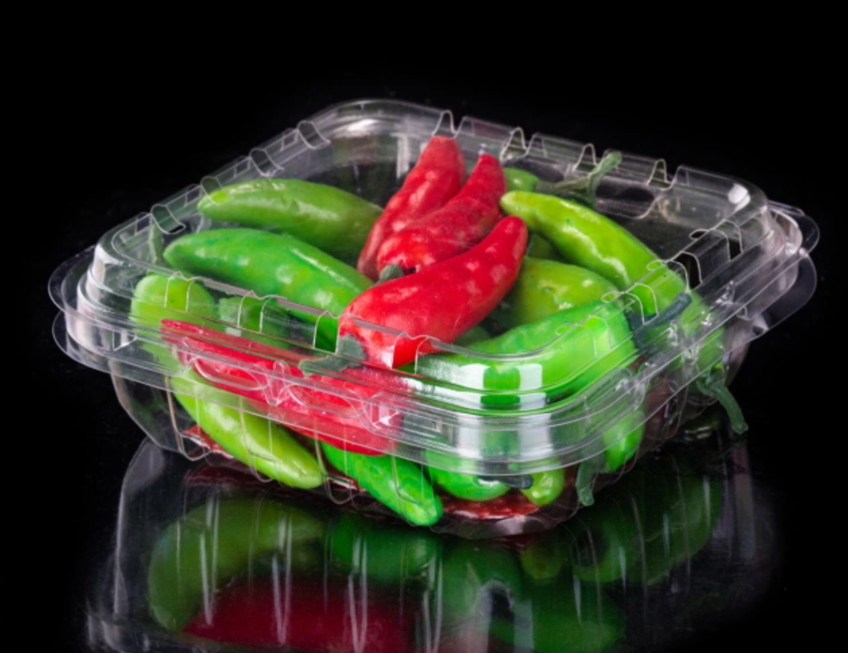 Plastic fruit packaging box with vents