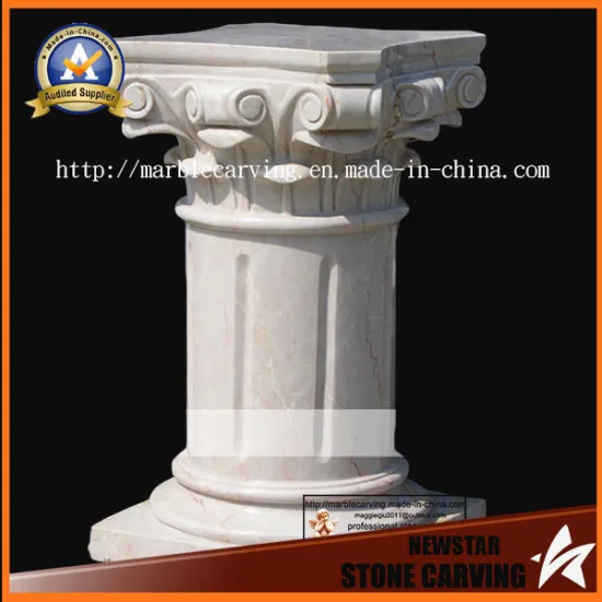 Beige Marble Carving Pedestal Pillars for Decoration