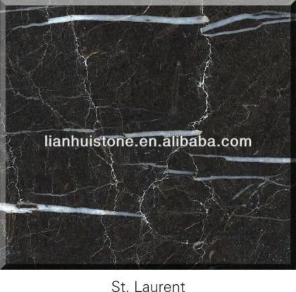 Chinese polished St. Laurent black marble tiles