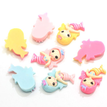 Caroon Kawaii Fish Tail Princess Flatback Resin Cabochon Flatback Scrapbooking Craft Embellishments DIY Hair Bow Accessories